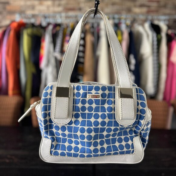 **RARE COLOR** Kate Spade Stevie Cornelia Street Noel Blue & White Handbag - Picture 1 of 6
